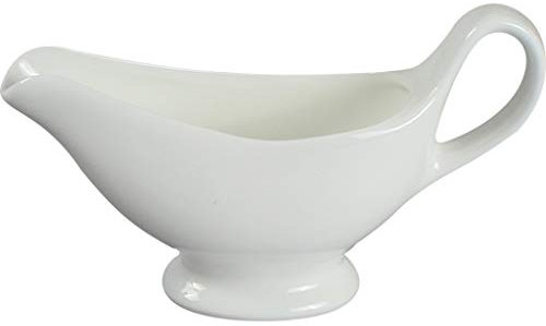 YAOSHER Saucer Porcelain Gravy Sauce Boat Gravy Sauce Boat Saucer Stand Traditional Porcelain Gravy Sauce Boat with Saucer Dish(M)