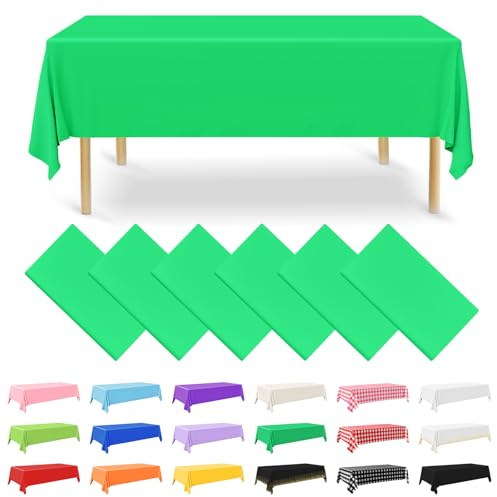 NACHLYNN 6 Stück Einweg Tischdecke 137 x 274 cm Dunkelgrün Rechteckige Tischabdeckung Wasserdicht Gartentischdecke für Festivals Party Hochzeiten Brautpartys Geburtstag Dekorationen