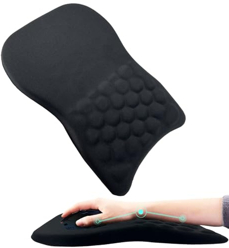 Tapis de souris ergonomique avec repose-poignet, design massant, pour soulager les douleurs du canal carpien, mousse à mémoire de forme, antidérapant, massage incliné (noir)