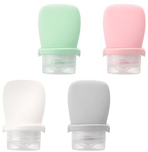 Qianyu 4 Stück Silikon Reiseflaschen Set Zum Befüllen Toilettenartikel Auslaufsicher Nachfüllbare TSA Zugelassen das Reiseflaschen Kosmetik Reiseset Reisegröße Behälter für Shampoo Conditioner Lotion