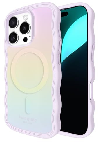 Kate Spade New York iPhone 16 Pro Case - Wavy Opal Iridescent | Compatible with MagSafe - Lightweight Designer Case for iPhone 16 Pro w/Anti-Scratch Coating and Wavy Iridescent Ombre Design