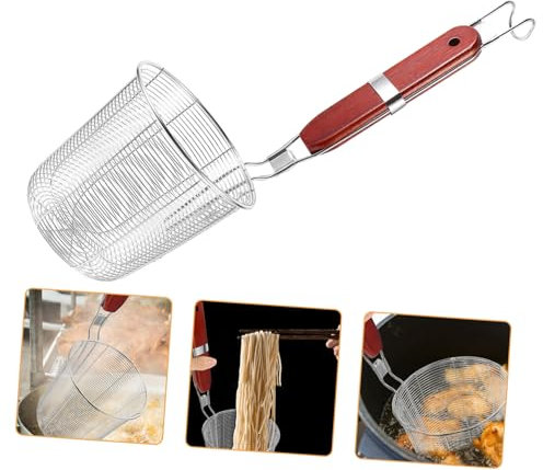 DECHOUS 4pcs Stainless Steel Noodle Skimmer Handle Heat Insulated Spider Strainer for Easy Draining and Serving Kitchen for Dumplings and Pasta