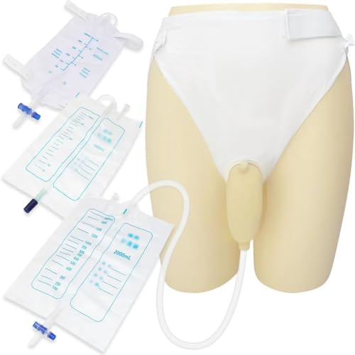 Tragbarer Urinbeutel Urinbeutel für Männer, Harnablaufbeutel, 2000 ml, 1000 ml, 500 ml, verbesserter Vergrößerung, externer Katheter, Latex-Material, keine Verformung, wiederverwendbar für