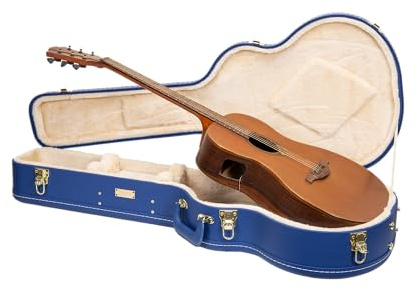 Crossrock Designer Series - Holzetui für OM/000-14 Fret Akustikgitarre - Sicherheitsschloss, Metallfüße, Stauraum- Lebhaftes Blau(CRW520OMVB)