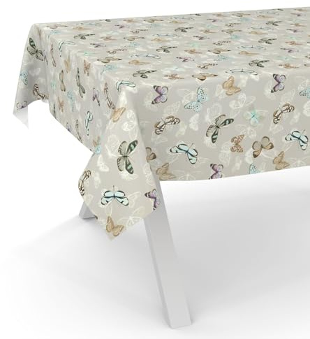 ANRO Tovaglia cerata, lavabile, per giardino, impermeabile, 100 x 140 cm, con bordo tagliato, motivo farfalle
