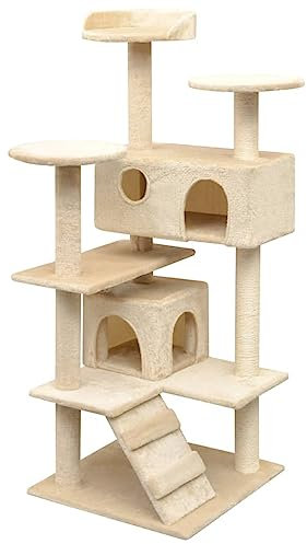 ShGaxin Rascador para Gatos con Poste rascador de sisal, Arbol para Gatos, Gatos Accesorios, Arranhador para Gatos, Arbol Rascador Gatos, 125 cm Beige