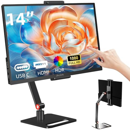 14 Portable Touch Screen Monitor 1200P Slim and Lightweight FHD IPS HDR Gaming Monitor Travel Submonitor with Built-in Speakers and VESA for Laptop, Mac, PC