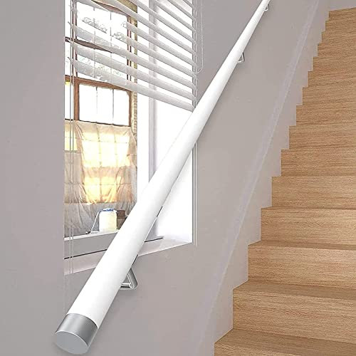 Rampe d'escalier en bois blanc de 2,4 m pour marches intérieures, balustrade murale pour plus de sécurité et de soutien