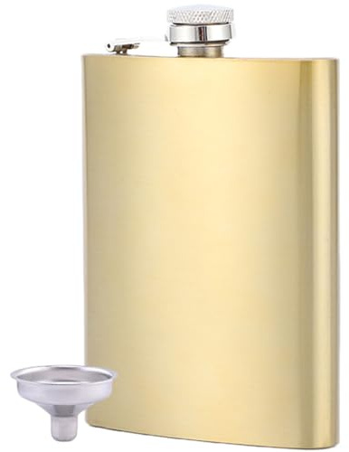 8 oz Gold Flask for Men, Stainless Steel Hip Flask, Liquor Flasks with Funnel, Portable Whiskey Flask for Liquor for Wedding Party Outdoor