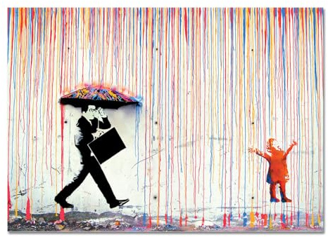 Giallobus - Gemälde - Banksy - Regen der Farben - Acrylglas - 50x35 - Bereit zum Aufhängen - Moderne Gemälde