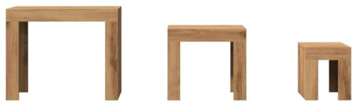 HEFZGDB Satztische 3 STK. Artisan-Eiche Holzwerkstoff Tisch Wohnzimmer Modern Coffee Table Living Room Stubentisch Kaffeetisch für Garten Balkon Innenhof Wohnzimmer