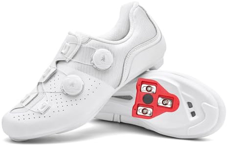 JiuQing Chaussures De Cyclisme Unisexes Compatibles avec Les Chaussures De Vélo Peloton Chaussures De Cyclisme sur Route en Salle pour Hommes Et Femmes avec Crampons Delta,Blanc,42 EU