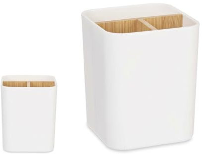 Prigomar Pot à crayons de bureau, organisateur de bureau, porte-brosse à dents, porte-brosse à dents, porte-crayons pour bureau, accessoires de salle de bain (blanc, petit)