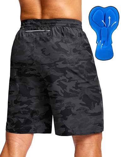 Bikewa Men's Mountain Bike Shorts 4D Padded Baggy Bicycle Biking Riding Lightweight Cycling Shorts with Zipper Pockets(Camo Black,XL)