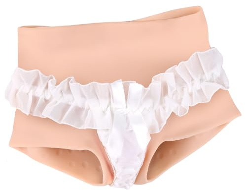 YEEFAIRY Calzoncillos de Silicona para Travestis Bragas Contorneo con Apariencia y Función Femenina Artificial Ideal para Transgéneros MTF Disfraces y Cosplay (Piel Clara, L)