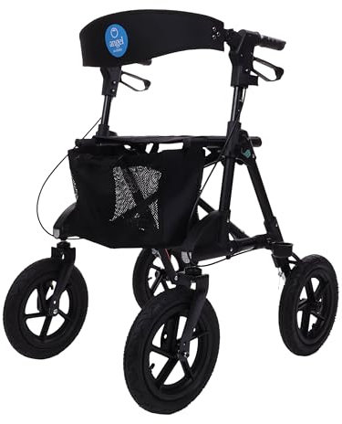 Angel Mobility AMR006 All Terrain Folding Folding Lightweight Rollator Mobility Walker with Seat