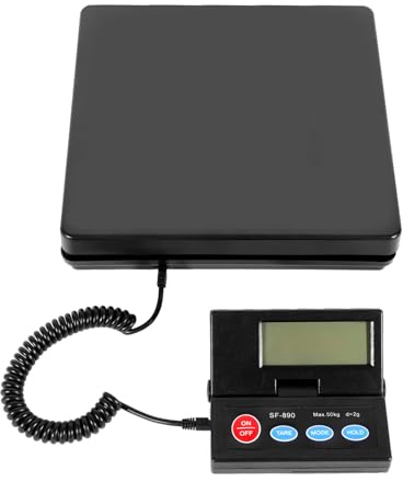 CHIMHOON Plattformwaage, Paketwaage bis 50Kg-2g, Robuste Plattformwaage/Briefwaage/Feinwaage mit Klappbarem Externes LCD Wand Display, inkl Netzkabel oder Batterien