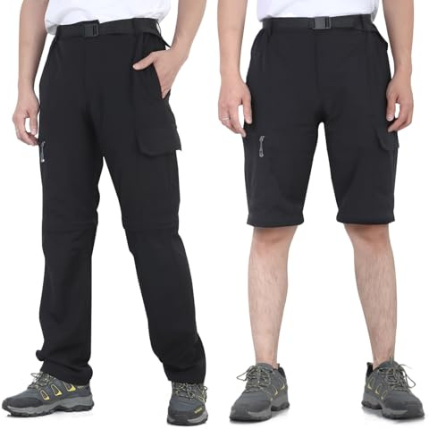 LHHMZ Pantalones de Senderismo para Hombre, Pantalones Informales Ligeros con Cremallera, Pantalone Cortos Cargo de Secado rápido para Viajar y Pescar