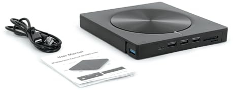 Ujjdwiurgh Graveur Externe Portable 8 en 1 USB3.0/Type-C pour DVD-RW avec Lecteur Optique DVD-ROM Multifonction, Finition Soignée