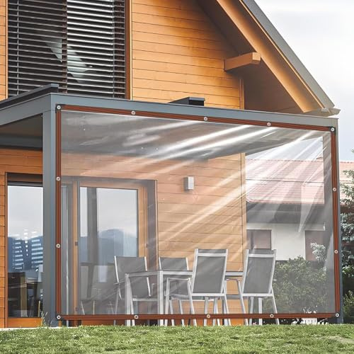 Lona transparente con ojales, 1,5 x 6 m, transparente para muebles de jardín, impermeable, resistente a la intemperie, transparente para protección contra las inclemencias del tiempo