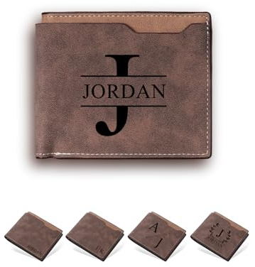PiercingJak Geldbörse Herren Leder Geldbeute Portmonee mit Namen Initialen Text Gravur Personalisierte Geschenke für Männer Papa Opa Vatertag Männertag Herrentag