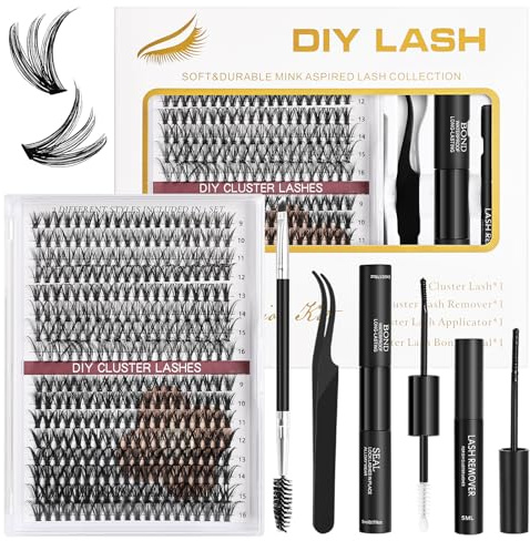TwoWin Volumen Wimpernsträhnen Set, 320 Stück 30D 40D Selbstklebende Wimpern, D Curl 9-16mm Individuelles Wimpern Kit, Lash Extensions mit Bindung & Siegel, Pinzette & Kleberentferner für Anfänger