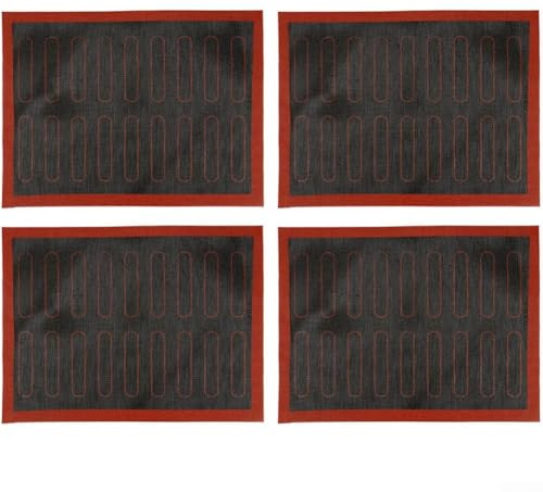 Lot de 4 tapis de cuisson en silicone avec design perforé et renfort en fibre de verre, antiadhésifs et antidérapants pour une utilisation fiable sur les plateaux de cuisson
