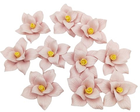 10 PZ Piastrelle in Ceramica con Fiori 3D, 4CM Fiori in Ceramica di Porcellana Fatti a Mano per Opere d'Arte, Acquario, Vasi, Soggiorno, Tavolo da Pranzo, Ufficio, Decorazione Floreale per Casa (Rosa