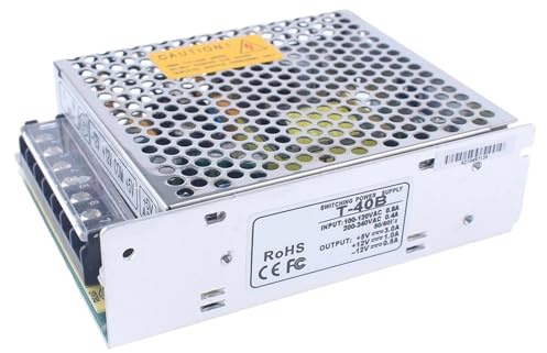 T-40C 5V 15V -15V Fuente de alimentación conmutada de Triple Salida T-40A 5V 12V -5V Convertidor de CA a CC T-40B 5V 12V -12V Serie T-40 40W(T-40A 5V 12V -5V_40W)