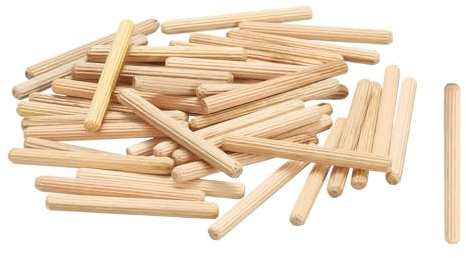 QUARKZMAN Clavijas De Madera 3/16x 2 (5mm x 50mm) Varillas Rectas De Madera Clavijas Estriadas Para Manualidades Muebles DIY Dura Cantidad 100