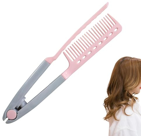 Pettine per capelli lisci - Piastra per capelli a forma di V per la separazione delle ciocche,Pettine per acconciature in stile ferro liscio,Per il viaggio le vacanze e le uscite in hotel