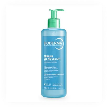BIODERMA Sébium Gel Moussant – Nettoyant purifiant doux – Élimine l’excès de sébum et les impuretés – Peaux mixtes à grasses – Prescrit par des dermatologues – Flacon-pompe 400 ml