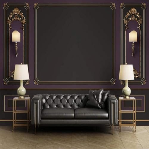 XLMING Abstrait Violet Créatif Doré Motif 3D Papier Peint Texture Soyeuse Intissé Salle à Manger Bureau D'étude Canapé Chambre Salon TV Mur-150cm×105cm