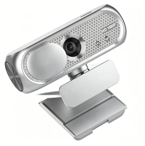 TRAUSI 1080P HD Webcam with Microphone, Noise Cancellation, Privacy Cover, Wide-Angle Lens, Auto Light Correction, Plug & Play USB Webcam for Laptop, Desktop, PC, Mac, Zoom, Skype, Streaming