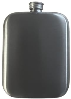 Wentworth Pewter- Plain 6oz Pewter Cushion Pocket Flask Antique Medieval Finish