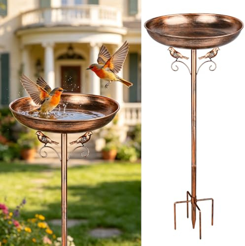 PUTINEI Bain d'oiseaux Abreuvoir Exterieur,Mangeoire Oiseaux Exterieur,Abreuvoir Oiseaux Exterieurs Métal,Bains pour Oiseaux Sauvages,Decoration Jardin Amovible
