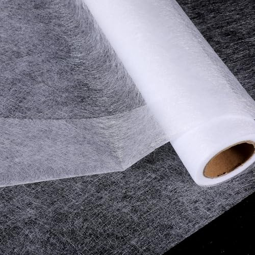 Bruislard Bügelvlies Stoff 30 cmx 10 m Weiß Leichtes Bügeleinlage Stoff Kleben Aufbügelbare Vlies Einlagestoff Statt Nähen Dünnes Klebefolie für Nähhandwerk Klamotten Basteln Heimwerken Stickereien