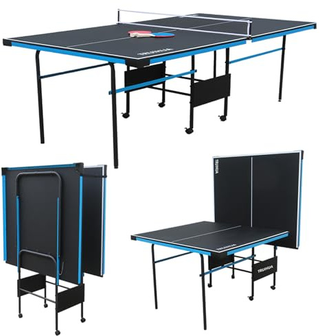 Tennisbord 2,1 m för junior-/inomhus-/juniorbord, kompakt, vikbar, utomhus, med bordtennisracket, nät, barntennisracket, 210 x 117 x 76 cm