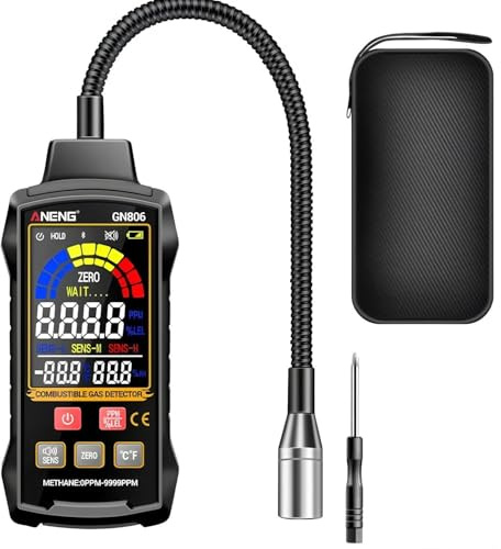 Rilevatore gas combustibile GN806, tester professionale analizzatore, rilevamento 9999PPM/20% LEL, metano, schermo LCD, allarme sonoro/luminoso(GN806)