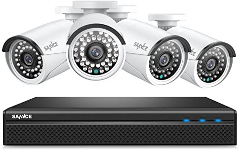 SANNCE 8CH 1080P POE CCTV Camera System and 4pcs 2.0MP Outdoor Bullet Camera with Bulid-in Microphone, IP66 Weatherproof, Day/Night Vision, Email Alert with Screenshot