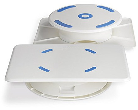 Ateco Reversible 2-Sided Revolving Cake Decorating Stand, Plastic Turntables and Base, 12 by 16-Inch and 12-Inch Diameter, White