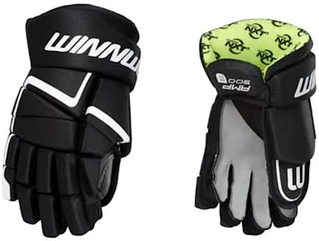 Winnwell AMP500 Ice Hockey Gloves - Durable & Lightweight Protective Equipment for Hockey Players for Youth, Junior & Senior (Black, 11)