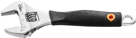 NEO TOOLS Rollgabelschlüssel Einmaulschlüssel aus Chrom-Vanadium Stahl – Einmaulschlüssel Verstellbar Adjustable Wrench mit Weichem Griff - Länge: 150 mm max. Maulweite 0-23mm