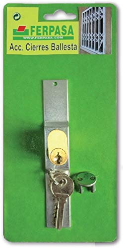 Ferpasa Cerradura de seguridad extensible para puertas, Bombillo Europerfil, Cromado