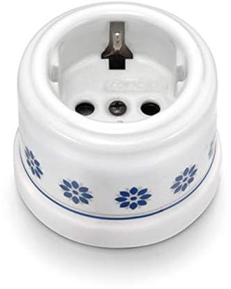 Fontini 30202612 Steckdose 2P+TTL (Schuko) 16 A Porzellan blau dekoriert