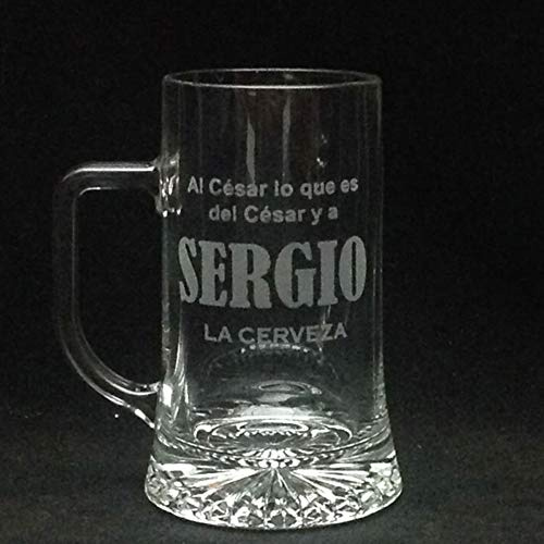 regalo grabado Jarra Cerveza Personalizada Asa Izquierda Texto Logo 500ml | Jarra de cerveza de 500 ml con asa a la izquierda para personalizar con texto o logotipo. Vidrio apto para el congelador.