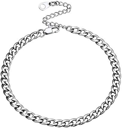 Bandmax Fußkette Edelstahl Panzerkette Armband 22cm Kette Fußerkette schlichte Armband Fußarmband für Damen Mädchen Sommerstrand Schmuck Accessoire