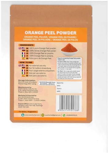 SVATV Orangenschalen Pulver II Orange Peel Powder II Natürliche Gesichtspackungen Und Gesichtsmaskenformulierungen Nährt Peelings Macht Die Haut Weich Und Entgiftet 227g