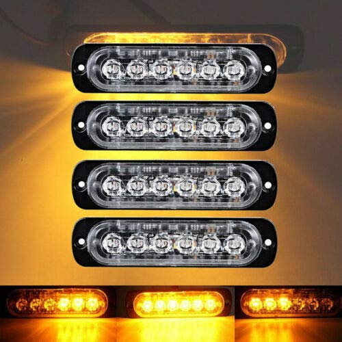 Lot de 6X feux stroboscopiques d'urgence Baceyong de 6 clignotants à LED ambre 12 / 24V feux de détresse pour voiture
