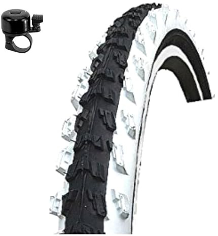 2 x Kenda K-829 MTB 24 Fahrradreifen Fahrradmantel Schwarz/Weiß 50-507 (24x1.95) inkl. Fahrradklingel